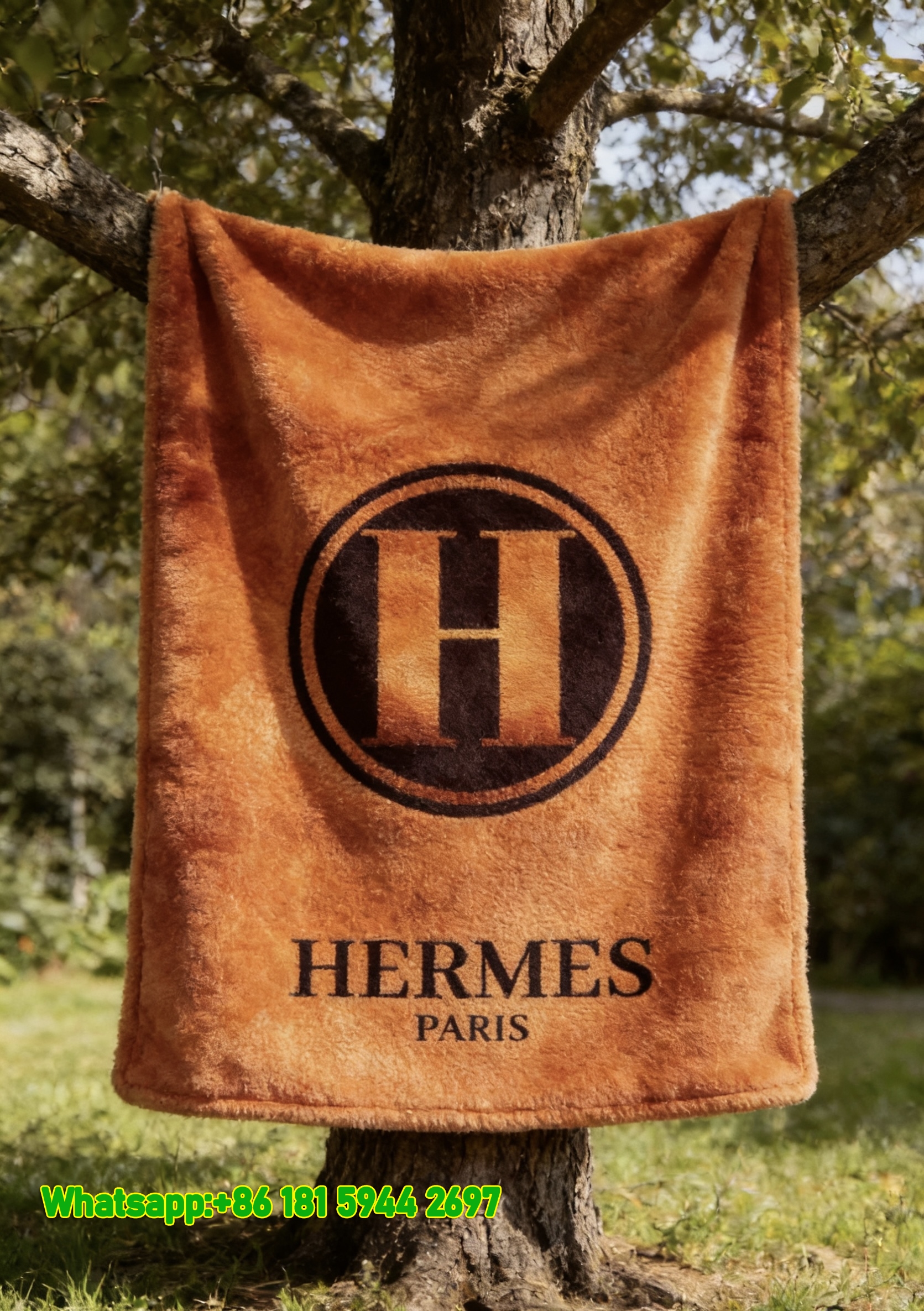 Hermès Vintage Print Flannel Fleece Throw Blanket IMG_4987